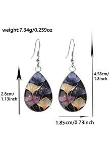 1 par de pendientes con diseño floral de acero inoxidable 316 con forma de lágrima, estilo minimalista vintage adecuado para uso diario y regalos de mujer, joyas minimalistas elegantes apropiadas para uso diario y vacaciones de la mujer - Plateado - Ver 4