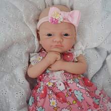 12 Inch Miniature Cute Full Body Soft Silicone Baby Doll Girl With Flower Dress, Lifelike Reborn Doll, Perfect Kids Birthday Christmas Halloween Gift - Multicolor - View 5