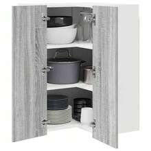 vidaXL Armoire suspendue Gris Sonoma et Blanc 57 x 57 x 80 cm - Gris - Voir 3