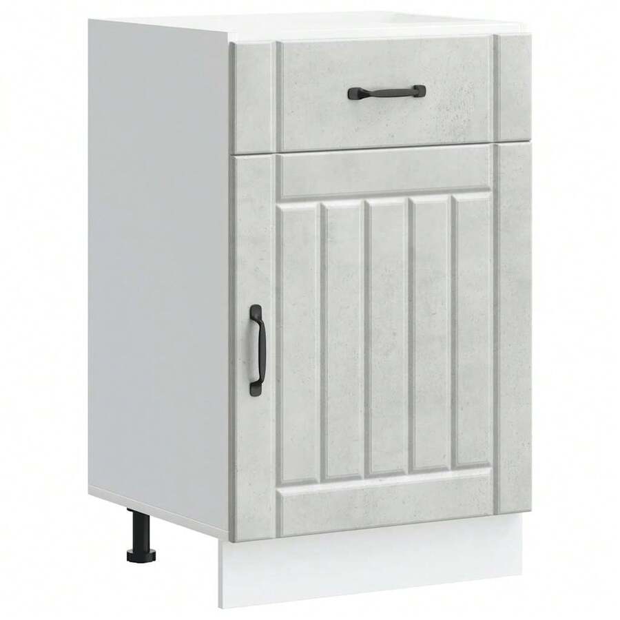 vidaXL Armário de cozinha Lucca gris béton bois ingénierie - Cinza - Ver 1