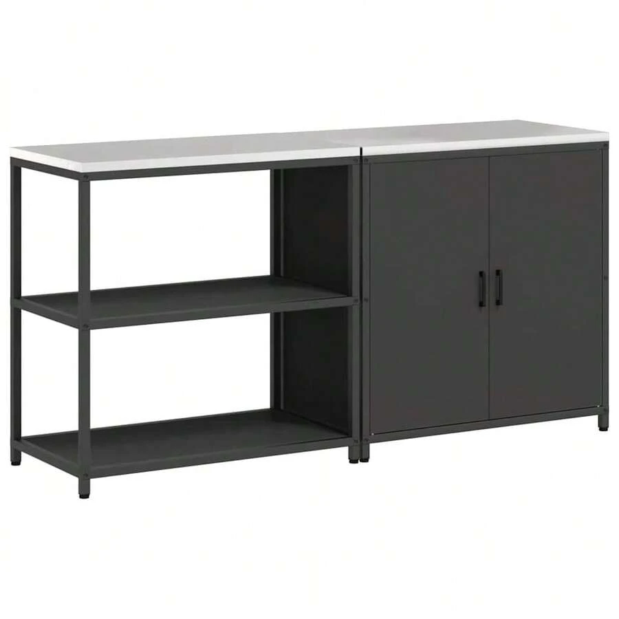 vidaXL Ensemble de rangement Cuisine 2 pz Noir Acier laminé à froid - nero - Visualizzare 1