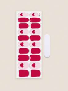 Emi Cured Gel Nail Stickers, Transparent Base Gel, 20pcs/Pack, Requires UV Lamp, Salon Quality, Long-Lasting, ES20 Cross-Border Wholesale, Same As Red Book Nail Stickers - Rose Red - View 3