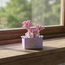 TendenciaJuego De Bloques De Construcción De Flores En MacetaCalidad premium - Campanitas Moradas en Maceta Rosa - Ver 4