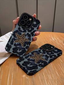 1pc Minimalist Leopard Print & Star Pattern Vertical Faux Leather Soft Protective Phone Case, Suitable For Gifting To Friends, Couples, Family, Compatible With IPhone And Models 17/17AIR/17PRO/17PROMAX - Multicolor - View 2