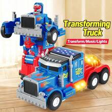 Transforming Truck Robot Toy Model With Lights And Music, A Cool And Intelligent Toy Suitable As Birthday Gift For 3, 4, 5, 6 Year Old Boys - Transformer Tractor Unit - View 3
