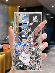 1个花卉、叶子和蝴蝶图案软手机壳，兼容华为荣耀、红米、三星Galaxy A04e/12/A13/A14/A34/A50/A52/A53/A54/S21/S22/S23/S24/S25/S25 Ultra、6A/7A/8A、12T/13T，国际版，非国内版 - 無色 - 查看 5