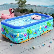 Inflatable Summer Beach Fun Pool, Thickened Material With Beach Landscape Printing, Suitable For Garden And Outdoor Water Party, Portable And Foldable Design, Comes With Repair Patch - Beach Scenery Print - View 6