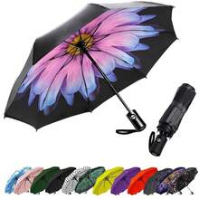 Compact Travel Umbrella - Windproof Auto Open/Close, Small Folding Umbrella For Rain - Lightweight & Durable With Fiberglass Frame, Waterproof Canopy - Fits Backpack, Purse, Suitcase. (Glaze),42Inch-1Pack,Glaze - Mengacai - View 1