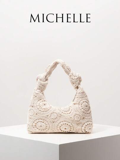 Women's Crochet Knitted Set, Floral Bag, Bohemian Style, Summer Beach Bag, Travel Essential, Cruise Essential, Women's Holiday Outfit, Elegant Women's Wallet, Women's Gift, Valentine's Day Gift (Pattern Random)