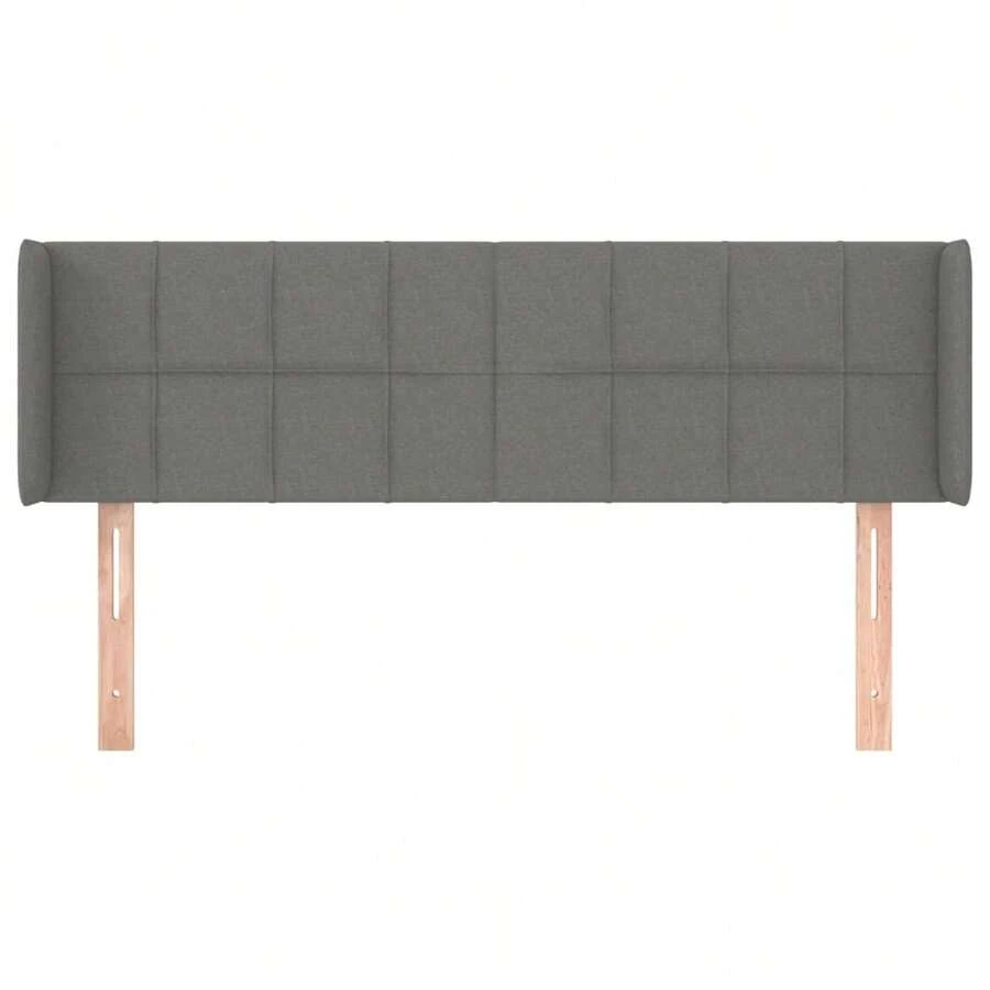 vidaXL Tête de lit con oreilles gris foncé 147x16x78/88 cm Tissu - Gris - Ver 1