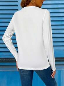 Winter Clothes For WomenEMERY ROSE 2025 Long Sleeve Top,Bible Psalms Letter Printed Round Neck Long Sleeve T-ShirtLoose And Comfortableed Hardy Clothes - Trắng 3 - Xem 2