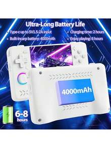 Upgraded XF40H Retro Handheld Game Console, 128G, Retro Console With Pre-Installed Classics & Multi-Emulators, 4.0 Inch 4K HD IPS Screen, Linux System - White - View 4