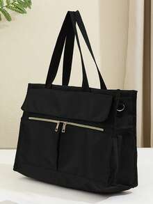 Tas Bekal Wanita dengan Kompartemen Laptop 15,6 Inci, Tas Jinjing Berinsulasi, Tas Kerja Tahan Air dengan Kantong Samping 40oz - Hitam - View 3