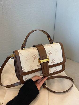 Vintage handväska med stor kapacitet, lyxig PU-axelväska, klassisk damväska/axelväska, populär klassisk modell