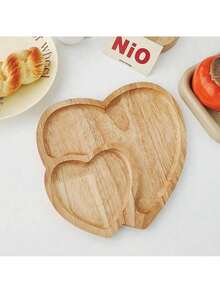 1PC Wooden Tray, Heart Shaped Serving Tray, For Breakfast, Dessert, Bread, Snack, Multifunctional Dinner Plate, Cup Tray, Afternoon Tea Tray, For Home Hotel Restaurant, Kitchen Supplies, Dining Table Decoration,Gifts For Mom Christmas Gift, Valentine's Day Gift, Valentine's Gift - Màu gỗ - Xem 7