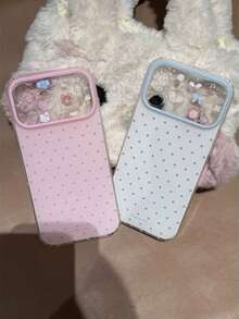 Niche Ins Polka Dot Cute Camera Pattern Phone Case Compatible With Apple 16/17 Pro Max/ 15 Pro, Women's Full Coverage Anti-Drop Protective Cover Compatible With IPhone 14/13 - Pink - View 5