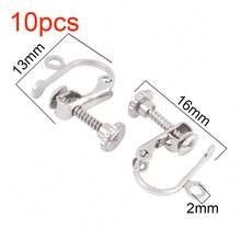 10个/包 不锈钢圆头螺丝夹耳环，DIY夹式耳环配件，无需耳洞，珠宝配件 - 10#耳夾 - 查看 19