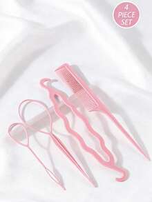 4件套美发饰品及造型工具套装，包括发夹、拉直器、直发器、梳子和造型工具 - 彩色 - 查看 8