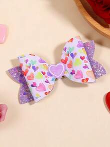 1 قطعة مشبك شعر بشكل فراشة ملون بالأرجواني والوردي والأزرق والأحمر بمناسبة عيد الحب، إكسسوار شعر لعيد الطفل - واحد - مشاهدة 11