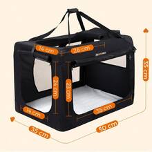 Foldable Pet Carrier Bag, Portable Dog Travel Crate, Soft Sided Dog Cat Pet Travel Carrier Large Dog Crate for Car with Breathable Mesh and Storage Pockets, 50.0x35.0x35.0cm - Schwarz - Übersicht 4