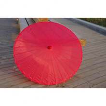 Plain Bamboo Cloth Parasol Umbrella Great For Wedding Party Favor (Red),Red - Đỏ - Xem 4
