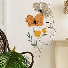 波西米亚北欧抽象花卉艺术美发沙龙墙贴，适用于客厅、卧室、厨房墙面装饰 - 彩色 - 查看 3