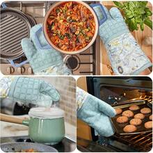 Silicone Printing Oven Mitts Heat Resistant To 500 Degree,Yarm-Dyed Oven Gloves With Animal Design Non-Slip For Kitchen CooFKing Barbecue BaFKing And Machine Washable. (Light Blue Mitts),LightBlueMit - 淺藍色手套 - 查看 6