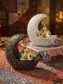 1 queimador de incenso em formato de lua, inspirado no Oriente Médio, para aromaterapia. Ideal para decoração com carvão e outros acessórios. - Multicolorido - Ver 3