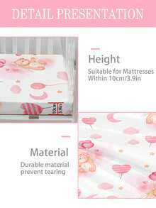 1PC Baby Cartoon Bear Design Bed Sheet 110g Single Bed Sheet Polyester Material Digital Printing Pink Love Balloon Bear Suitable For Baby Gift Baby Bed Bed Bed Four Seasons Machine Washable No Pillowcase - Multicolor - View 5