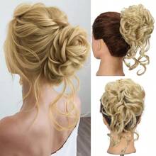 2个装合成发髻发圈，蓬松凌乱波浪卷发片，易于佩戴，打造凌乱发髻造型，百搭日常佩戴，适合女性日常、派对、万圣节、圣诞节、节日、婚礼等场合，可打造蓬松盘发、发髻、环绕式马尾辫。 - 彩色 - 查看 15