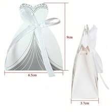 40pcs Wedding Dress & Tuxedo Shaped Satin Ribbon Candy Gift Box, Popular For Bridal Shower, Wedding Party - Black and White - View 5
