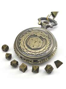 一套豪华铜龙棋盘游戏套装，包含骰子、怀表，时尚个性化，配件齐全。怀表、骰子、怀表壳精致时尚，中央骰子雕刻精美，配有腰链。套装包含7颗骰子。 - 彩色 - 查看 1