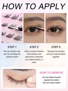 60pcs C-Curl Flared Self-Adhesive Lashes, Fox Eye Makeup Effect, No Glue Needed, Individual Lash Application, Invisible Tape - More , No Sticky Residue, Pre-Glued False Eyelashes
