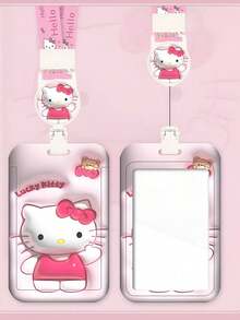 1PC Cute Printed Lanyard Card Holder, Cute Cartoon Pattern ID Badge Reel For Campus, Multi-Functional Student Accessory For School, Office, Perfect Gift For Girls Girl, Christmas Holiday Gift