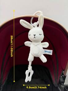 1pc Cute Plush Wind Chime Stroller Hanging Decor, Cartoon Animal Shaped Soothing Doll With Rattle Paper & Bell, Soft Rattle Doll, Suitable As Newborn Baby Gift - Multicolor - View 3