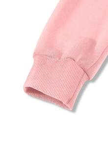 1pc Disney Everyday Minnie Mouse Mixed Pattern Heart-Shaped Ear Graphic Tween Girl Whimsical Sweatshirt - Cozy & Easy To Care For Weekend Outings & Friend Hangouts - Hồng - Xem 5