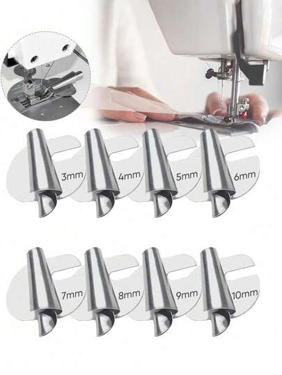 Juego de 8 pies prensadores para dobladillo enrollado de 3mm a 10mm, accesorio universal para máquina de coser