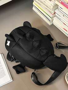 1pc Black/White/Gray/Neon Green Nylon Mesh Material 3D Shark Design Cute Cartoon Casual Backpack, Large Capacity Couple Backpack, Unique Personalized Casual Travel Rucksack, School Bag - Multicolor - View 16