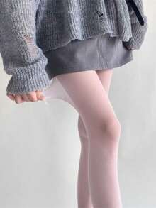 1 Pair - Women's Pink Tights - High Quality Ultra-Fine Fiber Thigh-High Socks, With Anti-Slip Technology, Extremely Soft And Stretchy - Pink - View 7