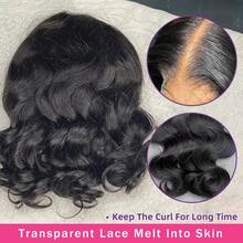Uveous 250% Density Short Body Wave Bob 13x4 HD Lace Front Human Hair Loose Body Bob Wigs Brazilian Pre Plucked Remy Closure Wigs For Women Natural Black - Natural Black - 查看 3
