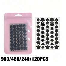 960 piezas Pegatinas de cara de estrella, material de hidrogel, suave y no irritante, accesorios de maquillaje y decorativos, adecuados para fiestas, reuniones, decoración de oficina, pegatinas de Navidad y Halloween, decoraciones para fiestas, solo para uso decorativo, no cosméticos, regalos, viajes, cosas baratas, artículos esenciales para viajes - Negro - Ver 8