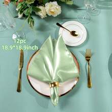 12/16/24pcs Satin Finish Napkins, 18.9*18.9 Inches, Decorative Napkins, Square Napkins, Silky Elegant Wedding Napkins, Suitable For Restaurants, Banquets, Graduations, Valentine's Day, Birthday Parties, Weddings, Newlyweds, And Other Tabletop Decor (Multiple Colors Available) - Multicolor - View 30