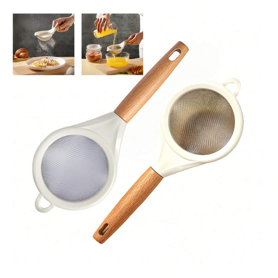 TendenciaSet 2 Coladores De Acero Inoxidable - Con Asas De MaderaCalidad premium - 1 - Ver 1