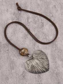 1 chiếc vòng cổ dài đính hạt tối giản thời trang với mặt dây chuyền hình trái tim bằng hợp kim màu bạc, quà tặng cho Ngày Valentine, Ngày của Mẹ. - trái tim đính hạt bạc cổ - Xem 2