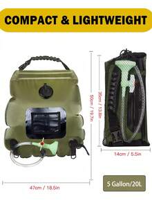 1个5加仑/20升便携式露营淋浴袋 | 可拆卸软管，方便携带 | 带开关淋浴喷头 | 旅行淋浴 | 适用于海滩、徒步旅行、露营、户外活动的便携式淋浴 - 彩色 - 查看 7