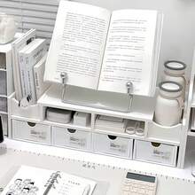 1pc White Multifunctional Computer Monitor Riser Stand, Desk Organizer Drawer Storage Raised Platform, Office Desktop Display Holder - White - View 3