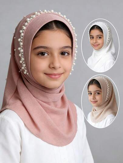 1pc Muslim Headscarf/Shawl, Suitable For Girls/Children, Easy To Wear, Suitable For Girls And Children