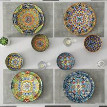12pcs Bohemian Dinnerware Set With Dinner Plate, Dessert Plate And Bowl, Service For 4 - Bohemian-12 PCS - View 11
