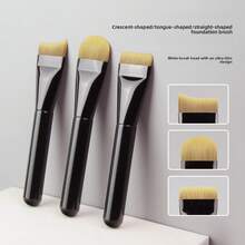 New Hot-Selling Crescent Foundation Brush Flat Head Curved Non-Powder Absorbing Wooden Handle Mask Brush One-Line Fitting No Brush Marks Cangzhou Makeup Brush - 舌型粉底刷 - 查看 1