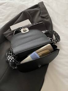 New Fashionable Luxury Versatile Rhinestone Magnetic Clasp Women PU Shoulder Crossbody Bag - Black - View 10